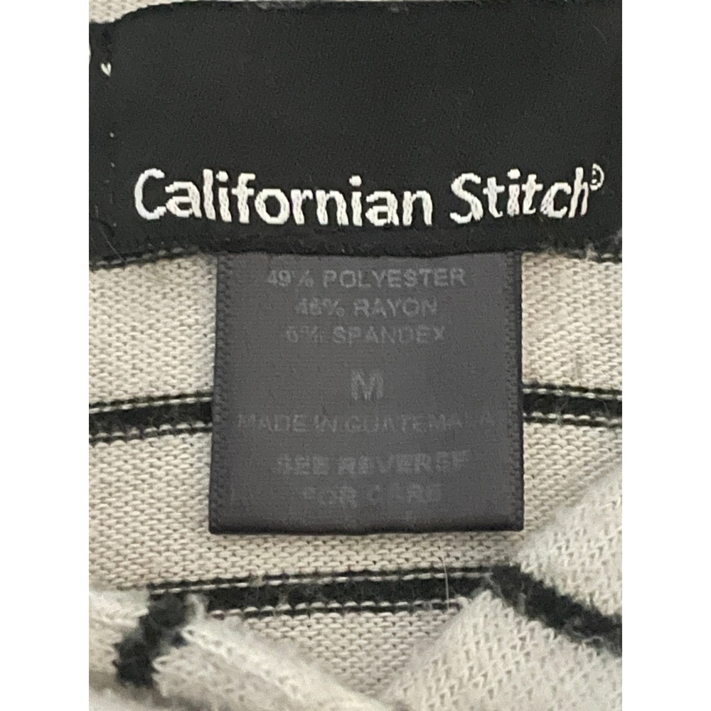 Californian Stitch Black & White Striped Cropped Hoodie Size M - Picture 6 of 7